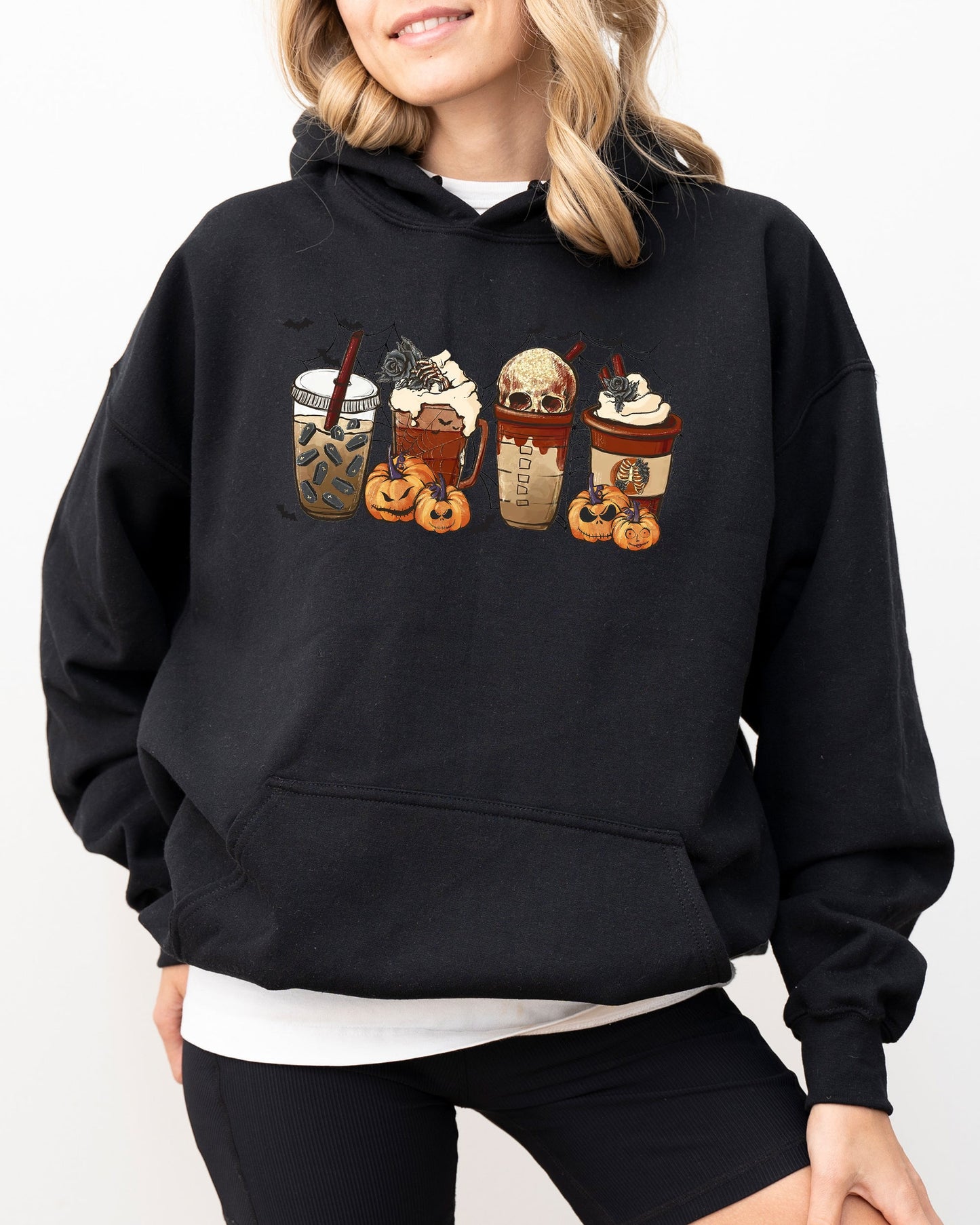 Halloween Coffee Retro Costume Hoodie Hooded Sweatshirt