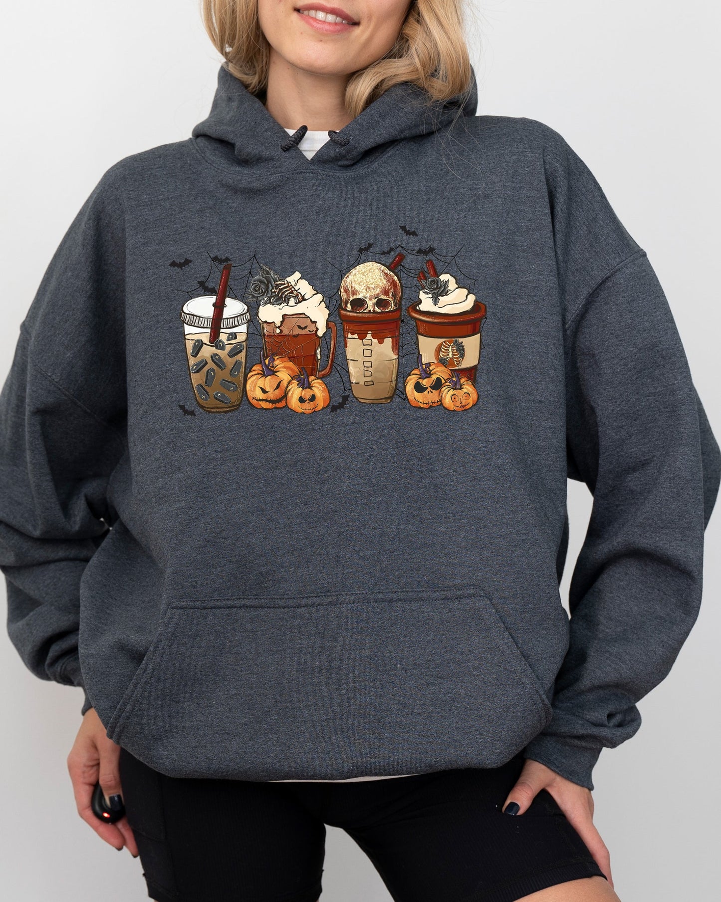 Halloween Coffee Retro Costume Hoodie Hooded Sweatshirt