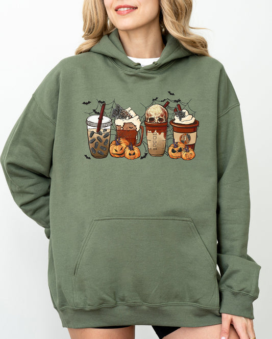 Halloween Coffee Retro Costume Hoodie Hooded Sweatshirt