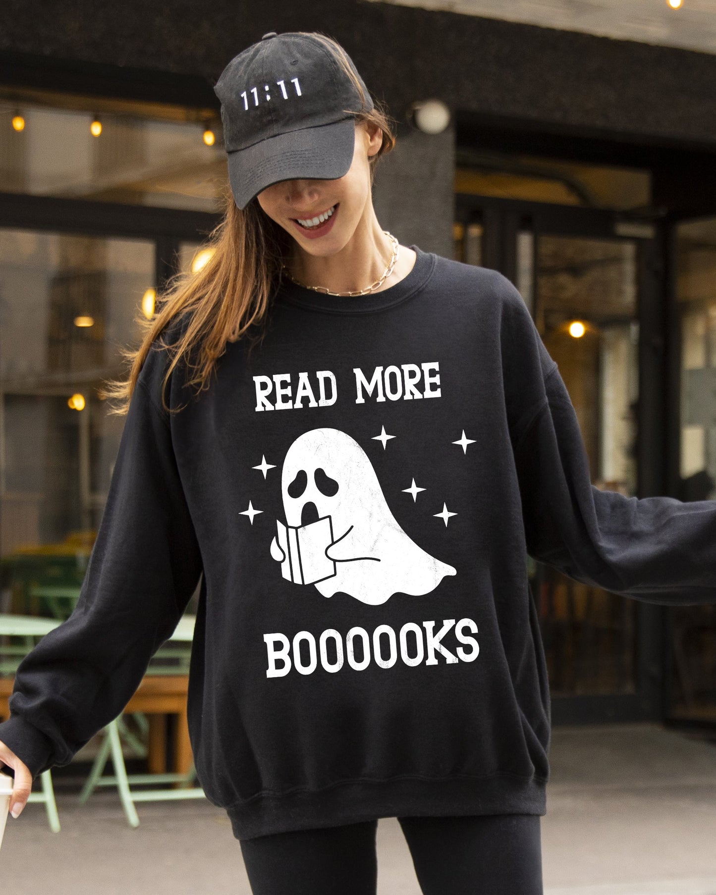 Read More Books, Ghost, Skeleton, Witch, Skull, Spooky, Aesthetic, Meme, Halloween, Costume Sweatshirt