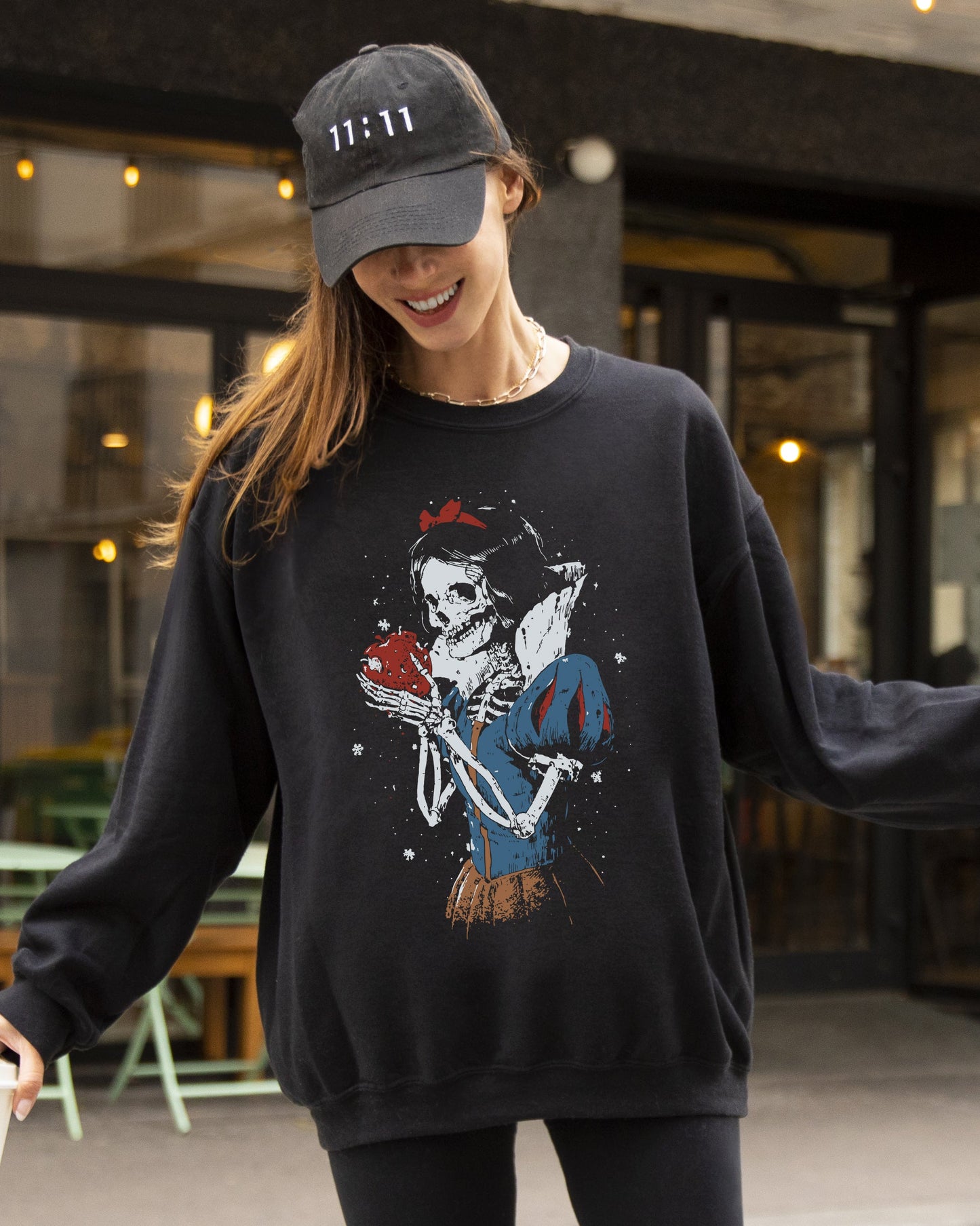 Snow White, Skeleton, Princess, Witch, Skull, Spooky, Aesthetic, Meme, Halloween, Costume Sweatshirt