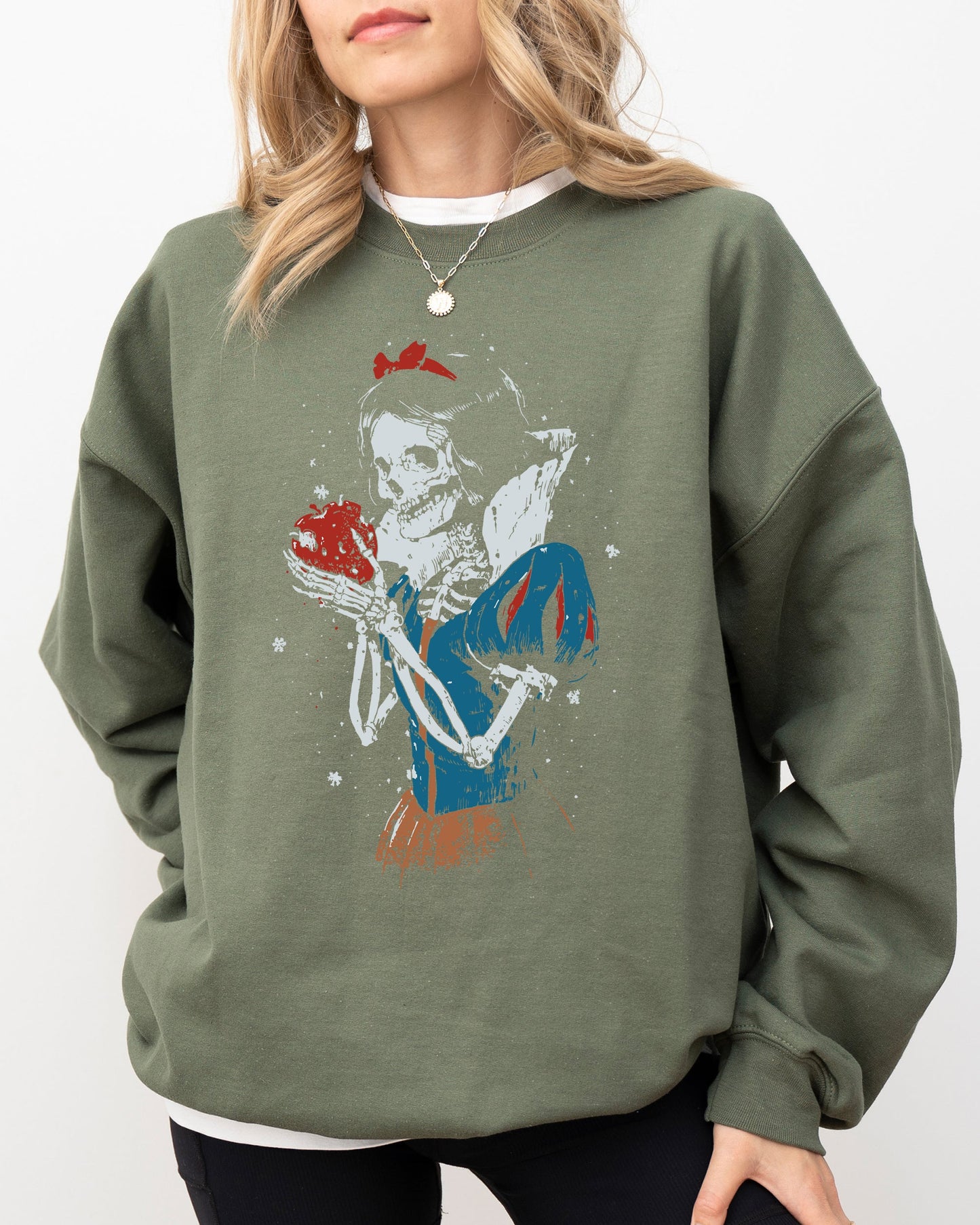 Snow White, Skeleton, Princess, Witch, Skull, Spooky, Aesthetic, Meme, Halloween, Costume Sweatshirt