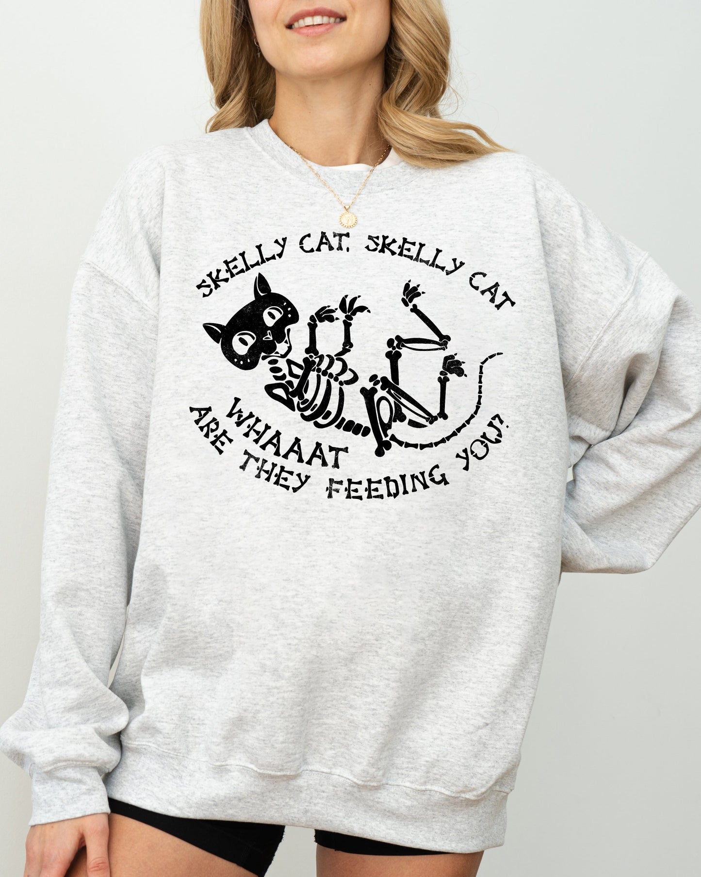 Skelly Cat Spooky Halloween Costume Sweatshirt