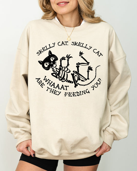 Skelly Cat Spooky Halloween Costume Sweatshirt