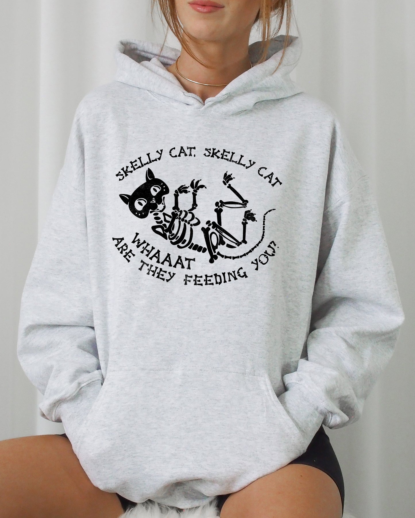 Skelly Cat Hoodie Halloween Costume Hooded Sweatshirt