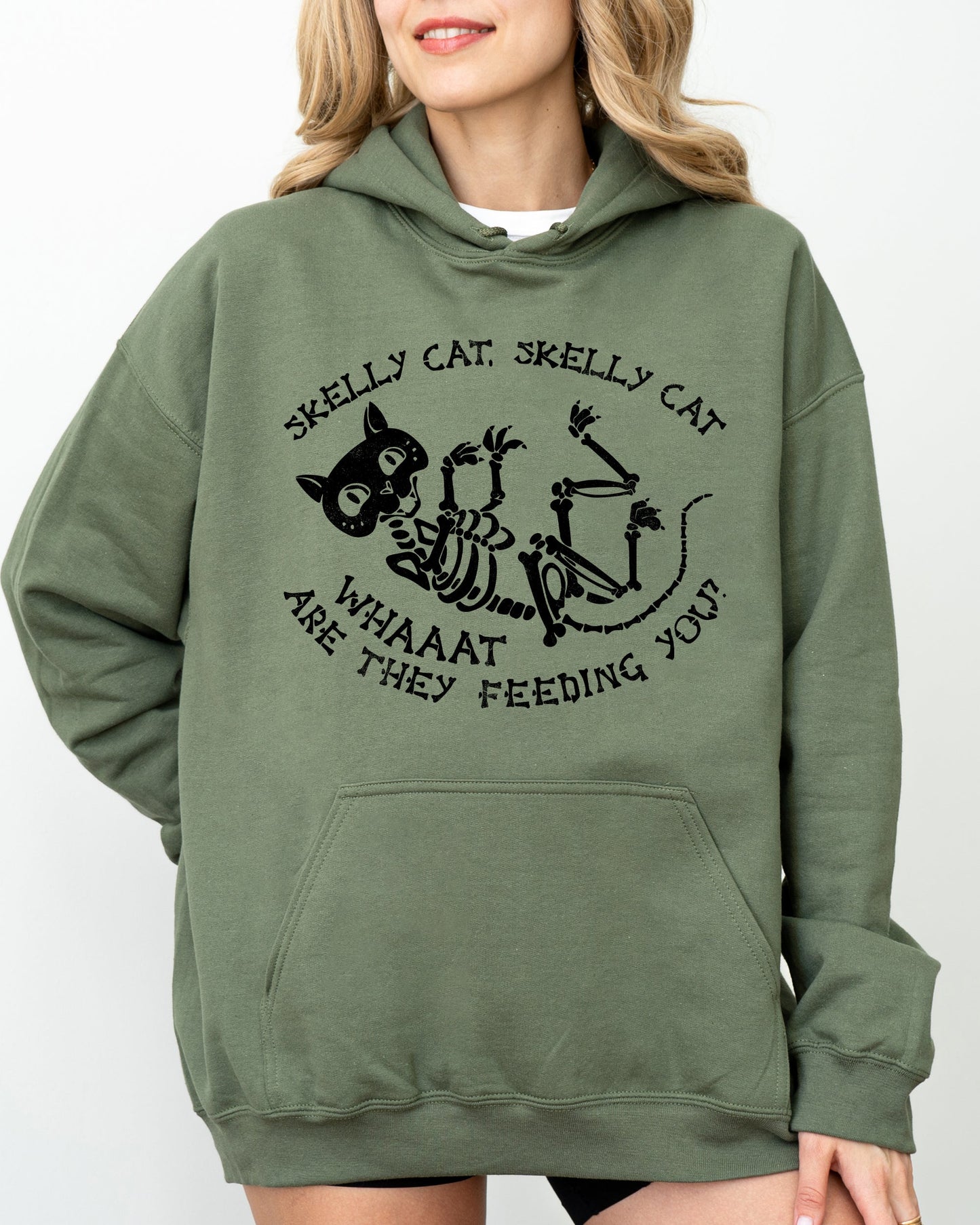 Skelly Cat Hoodie Halloween Costume Hooded Sweatshirt