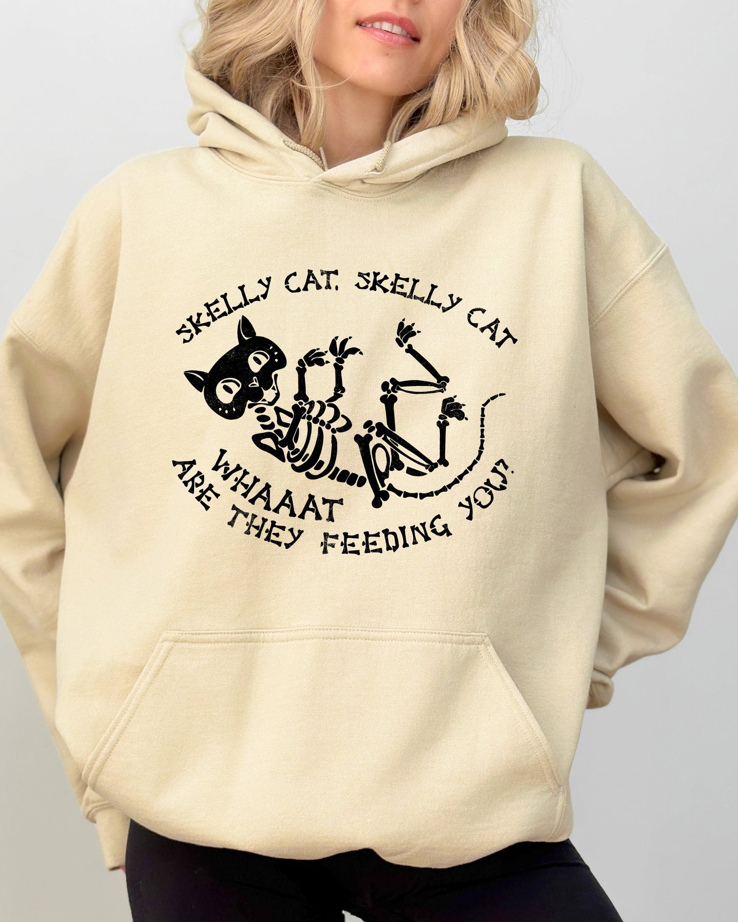 Skelly Cat Hoodie Halloween Costume Hooded Sweatshirt