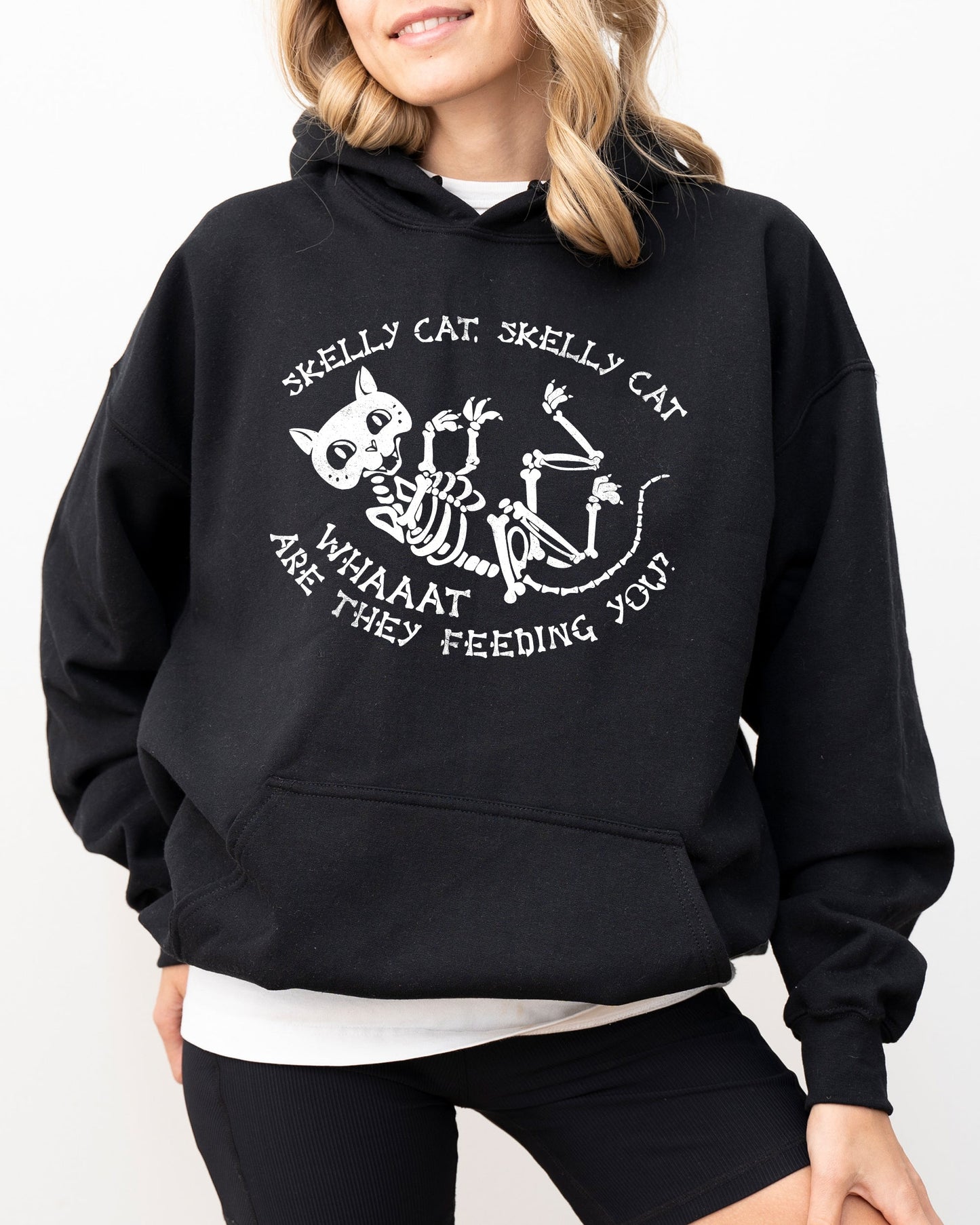 Skelly Cat Hoodie Halloween Costume Hooded Sweatshirt