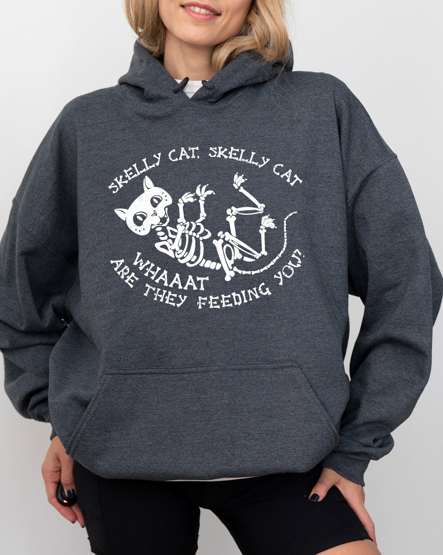 Skelly Cat Hoodie Halloween Costume Hooded Sweatshirt