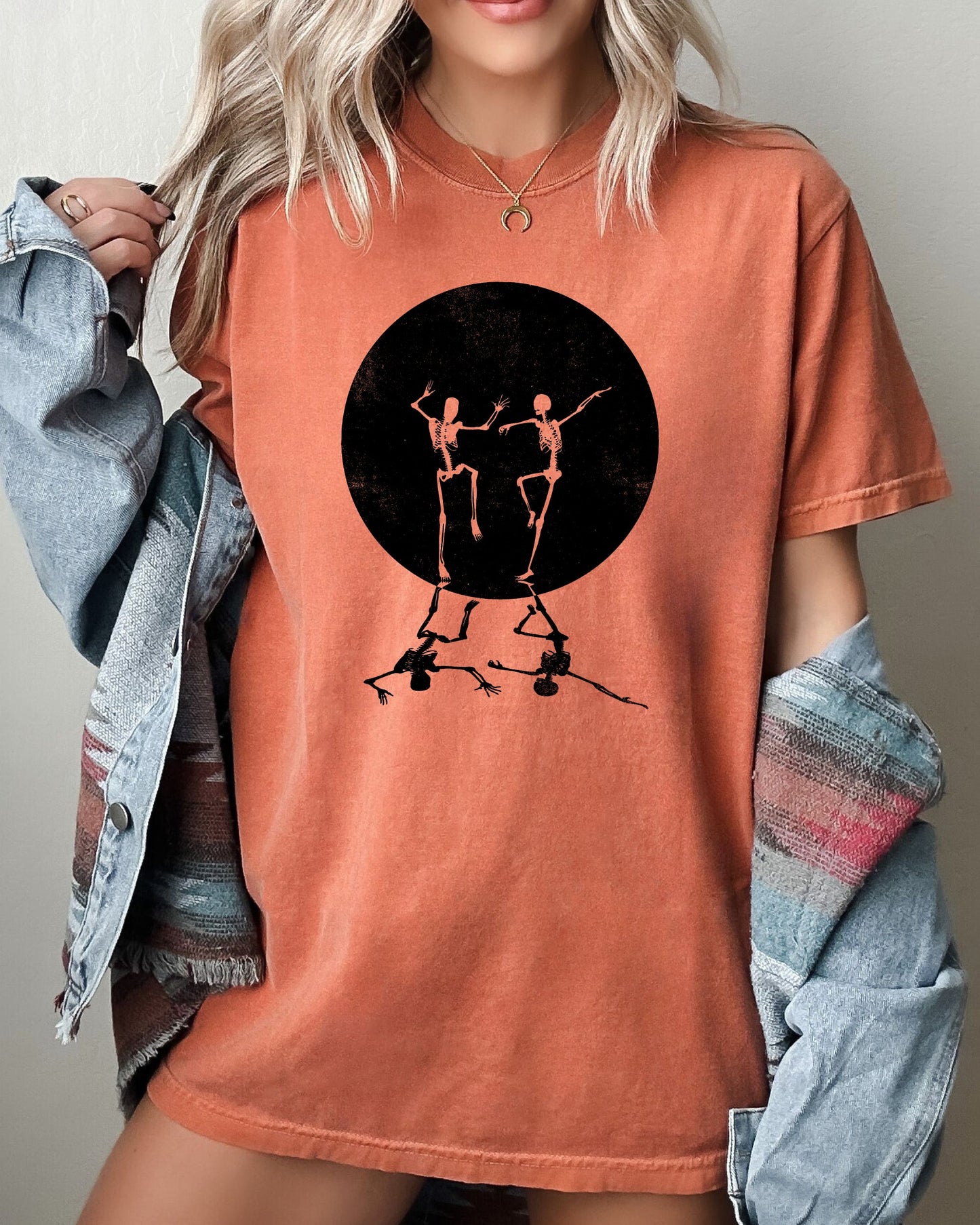 Dancing Skeletons Moon Halloween Comfort Colors T-Shirt