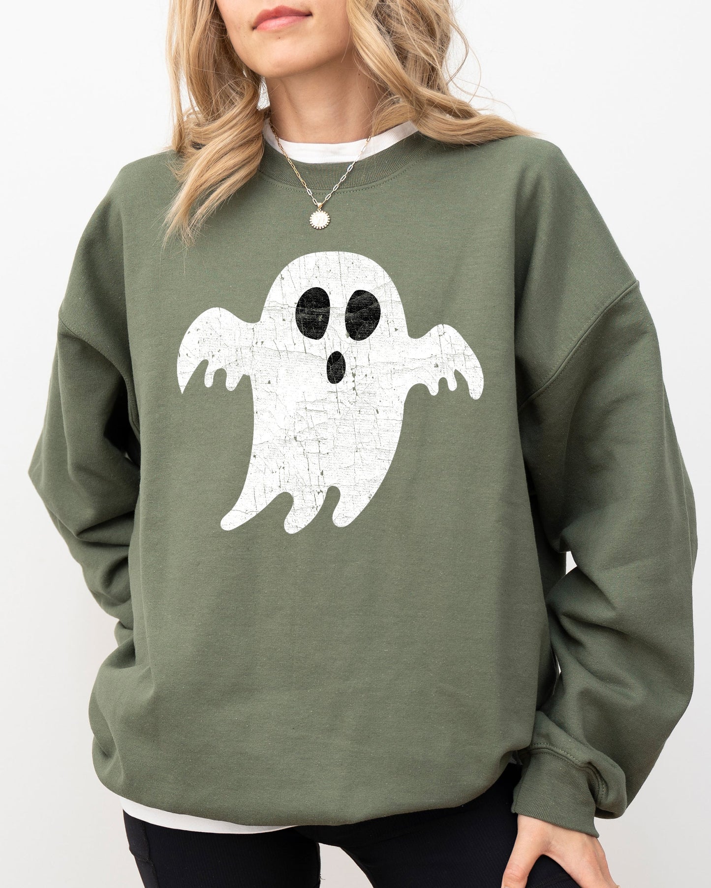 Spooky Ghost, Skeleton, Witch, Skull, Spooky, Aesthetic, Meme, Halloween, Costume Sweatshirt