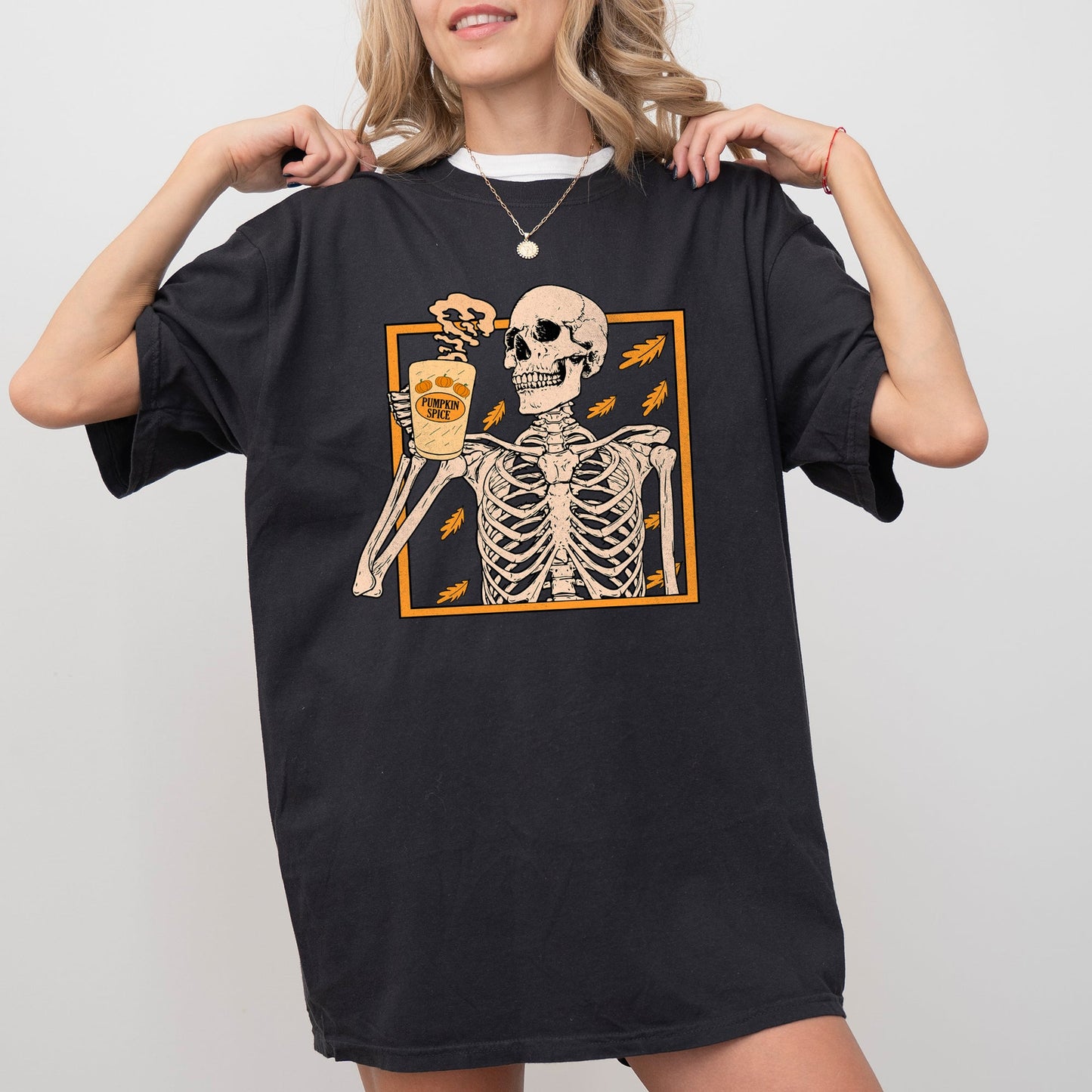 Pumpkin Spice, Coffee, Skeleton, Ghost, Witch, Skull, Spooky, Aesthetic, Meme, Halloween, Costume, Tshirt Comfort Colors T-Shirt