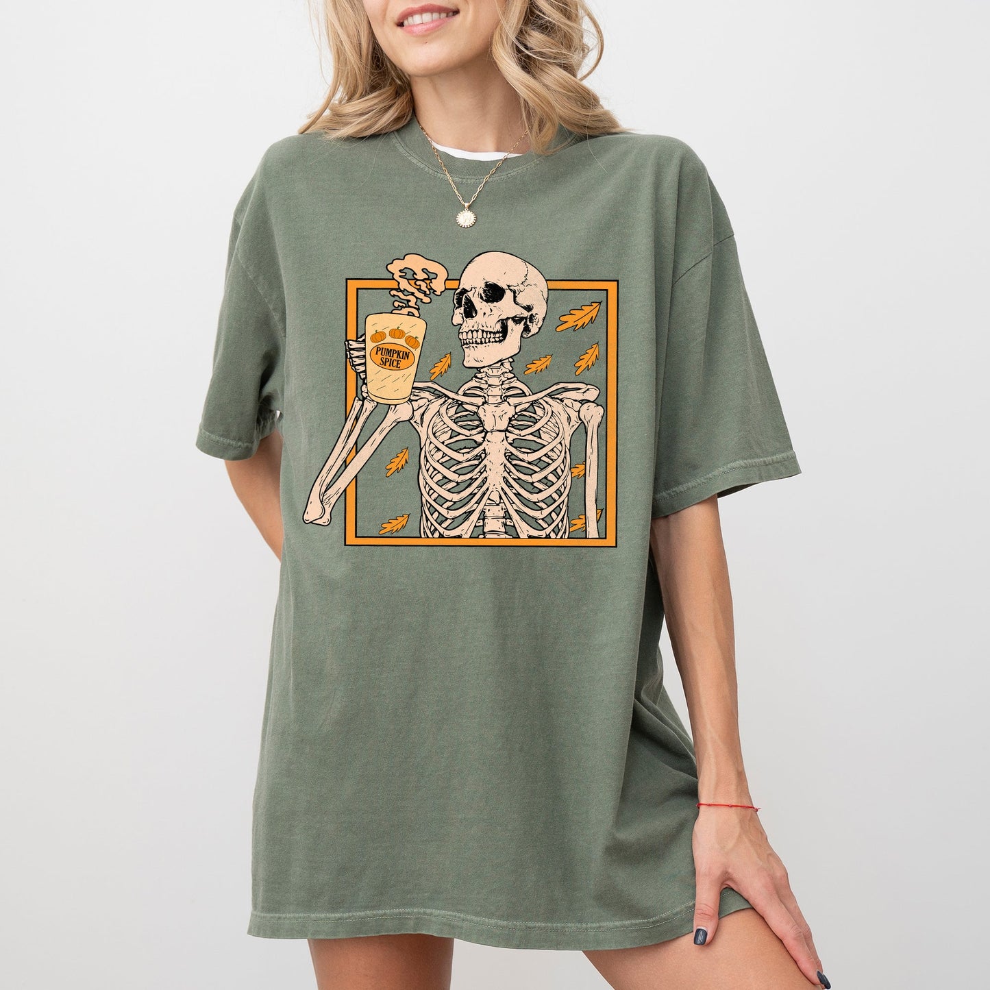 Pumpkin Spice, Coffee, Skeleton, Ghost, Witch, Skull, Spooky, Aesthetic, Meme, Halloween, Costume, Tshirt Comfort Colors T-Shirt