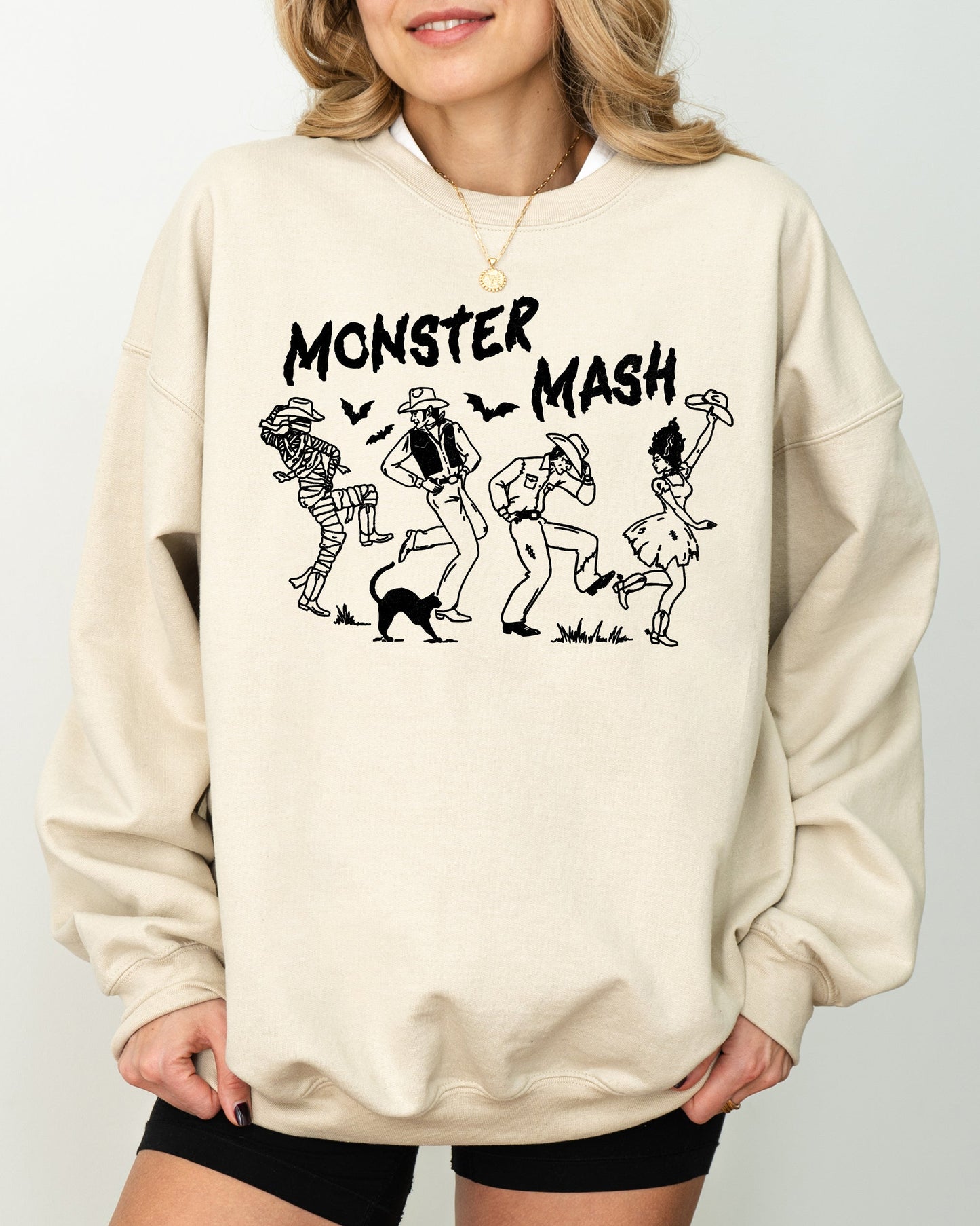 Monster Mash, Skeleton, Ghost, Witch, Skull, Spooky, Aesthetic, Meme, Halloween, Costume Sweatshirt