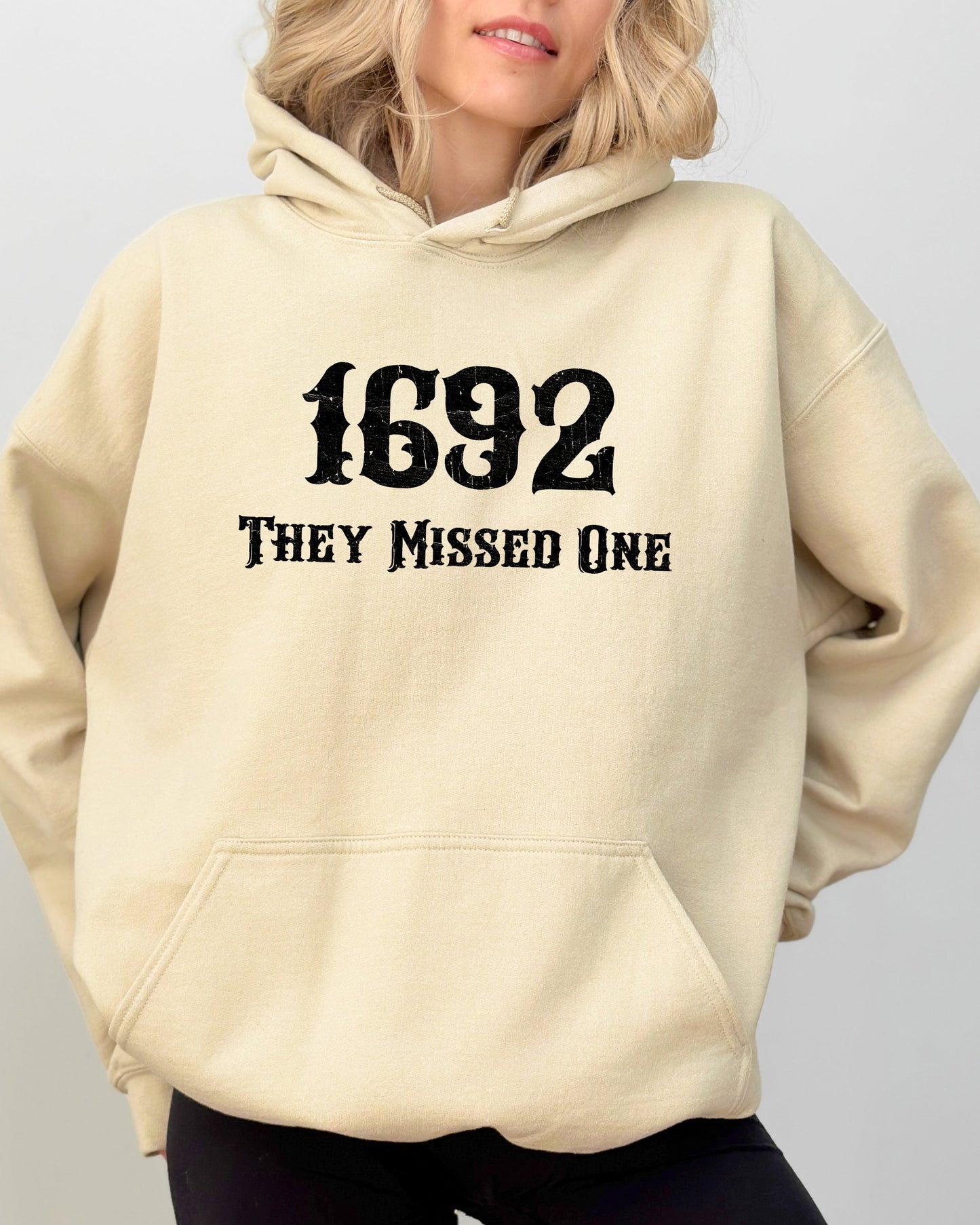 They Missed One 1692 Skeleton Ghost Witch Skull Spooky Aesthetic Hoodie Hooded Sweatshirt