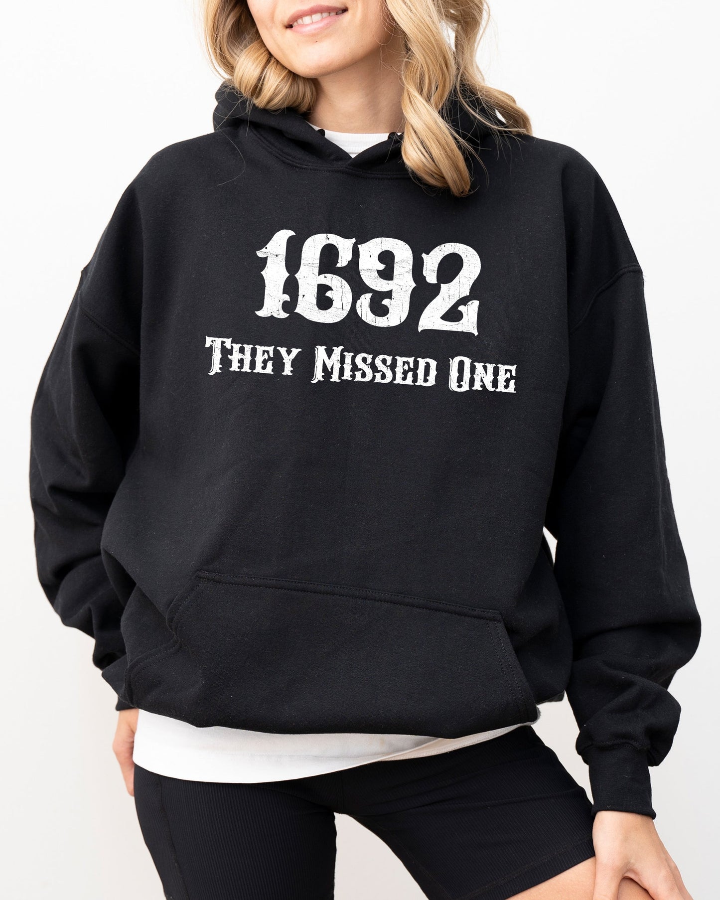 They Missed One 1692 Skeleton Ghost Witch Skull Spooky Aesthetic Hoodie Hooded Sweatshirt
