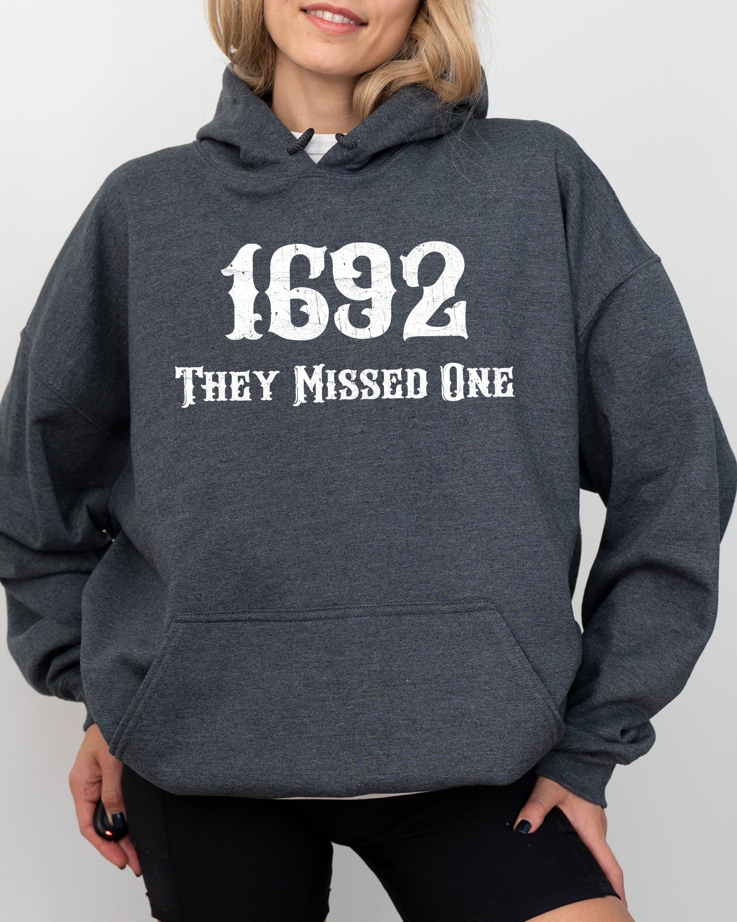 They Missed One 1692 Skeleton Ghost Witch Skull Spooky Aesthetic Hoodie Hooded Sweatshirt