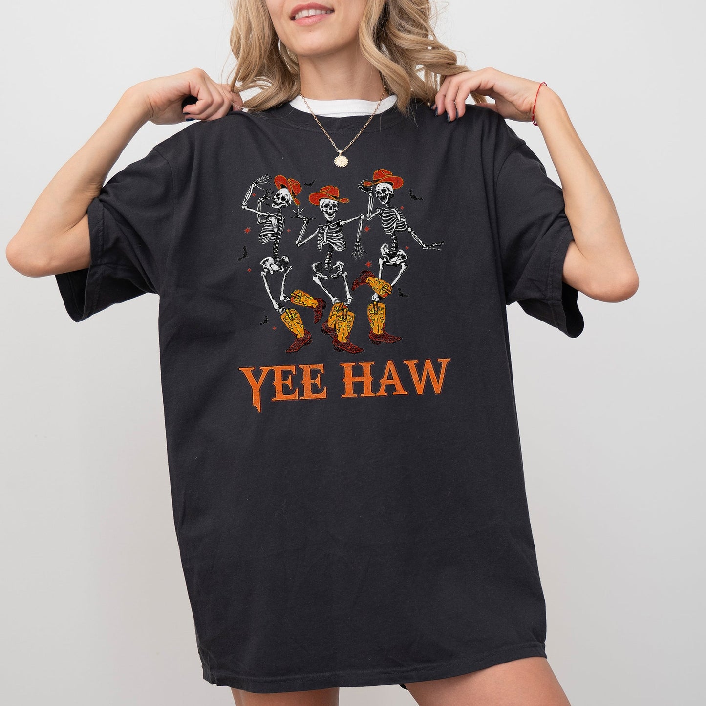 Yee Haw, Western, Cowboy, Skeleton, Ghost, Witch, Skull, Spooky, Aesthetic, Meme, Halloween, Costume, Tshirt Comfort Colors T-Shirt