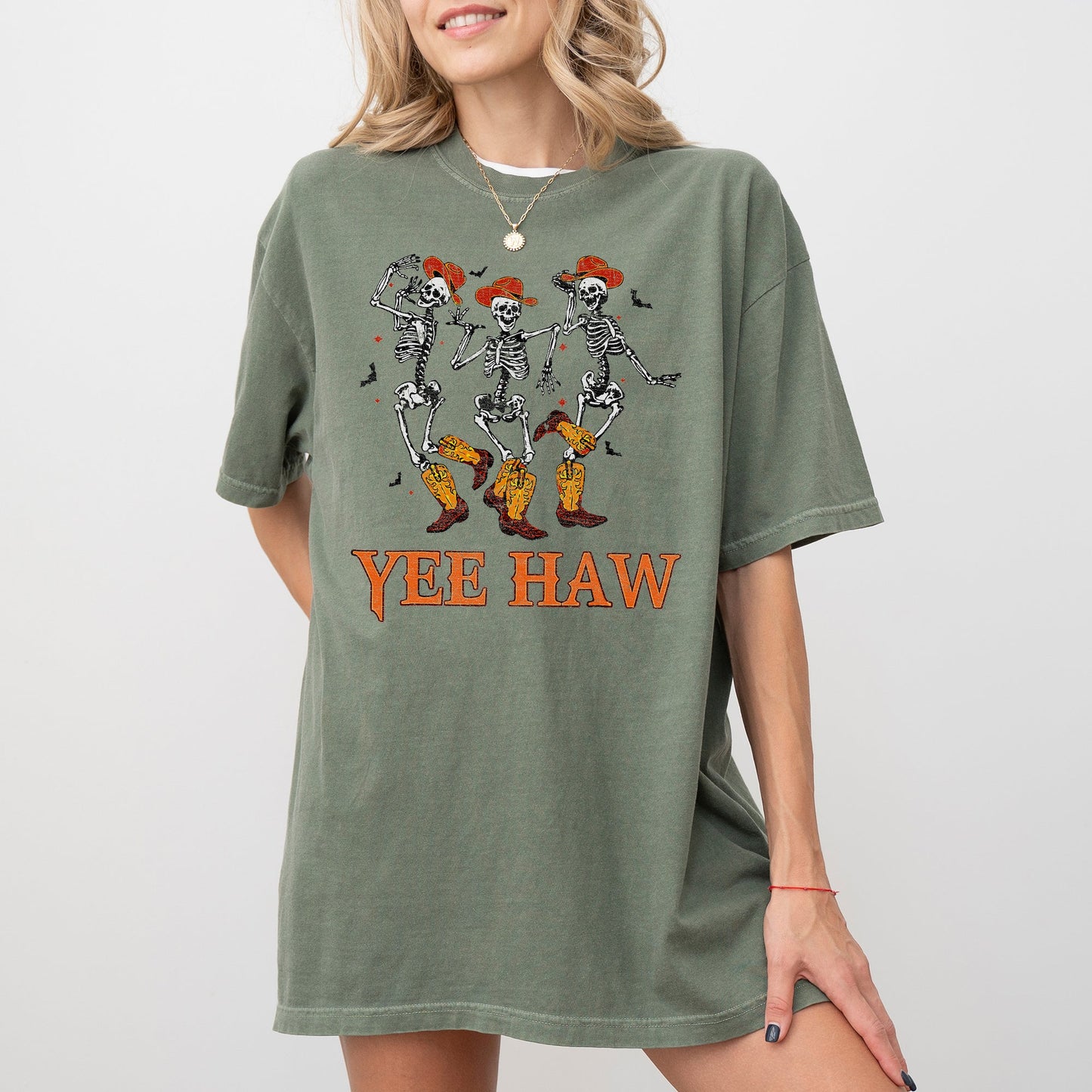 Yee Haw, Western, Cowboy, Skeleton, Ghost, Witch, Skull, Spooky, Aesthetic, Meme, Halloween, Costume, Tshirt Comfort Colors T-Shirt