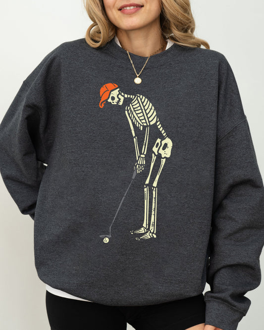 Golf Player Skeleton Ghost Witch Skull Spooky Halloween Costume Sweatshirt