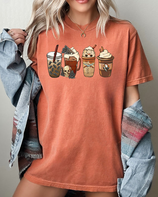 Halloween Coffee Spooky Aesthetic T-Shirt Comfort Colors
