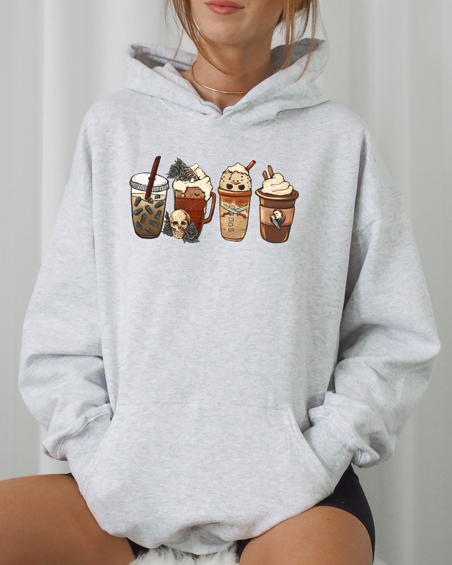 Halloween Coffee Spooky Costume Hoodie Hooded Sweatshirt