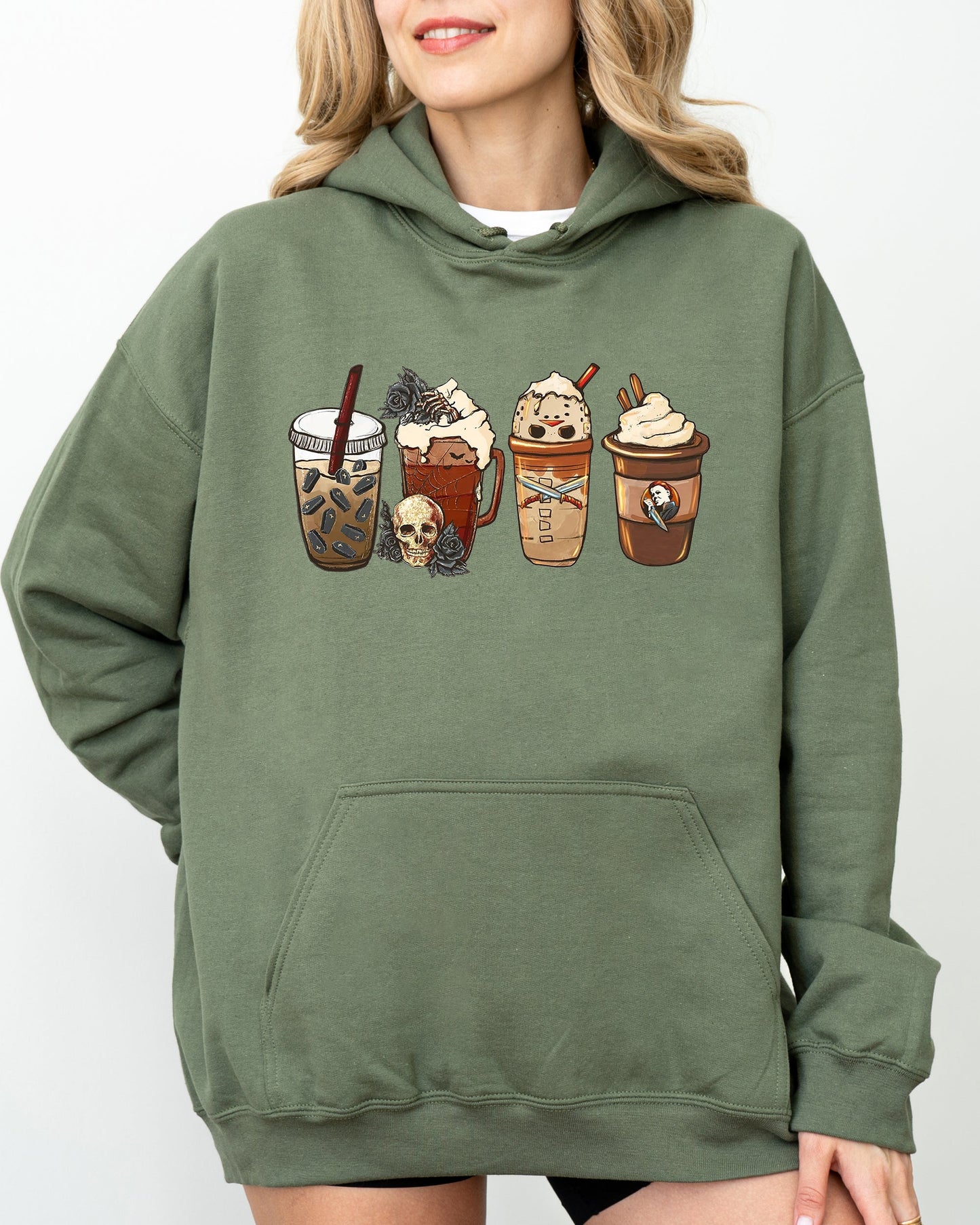 Halloween Coffee Spooky Costume Hoodie Hooded Sweatshirt