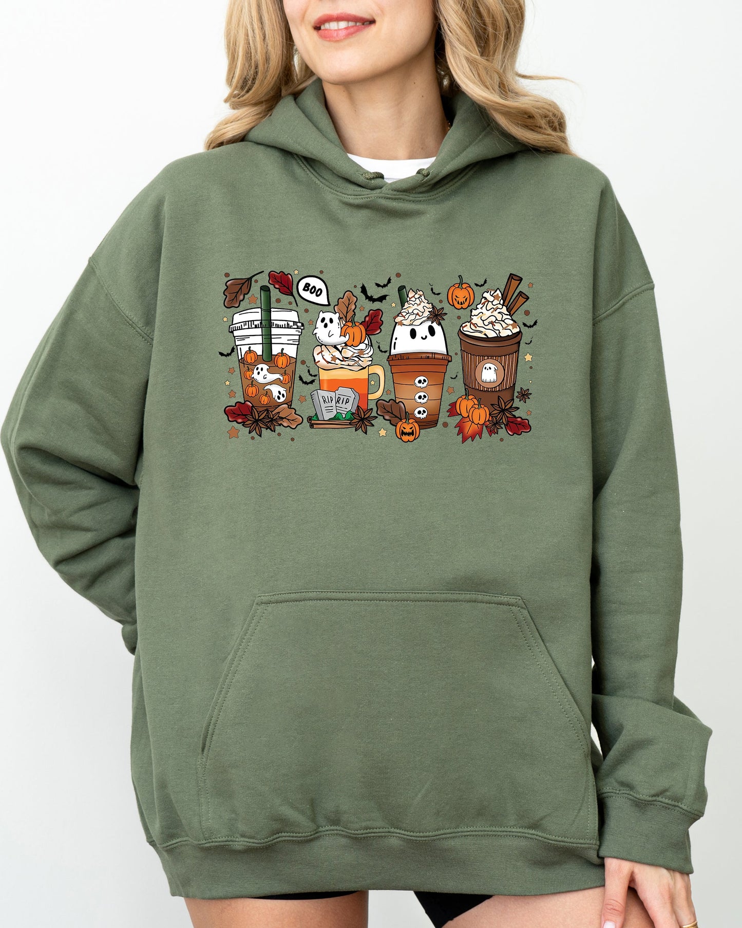 Halloween Coffee Spooky Hoodie Hooded Sweatshirt
