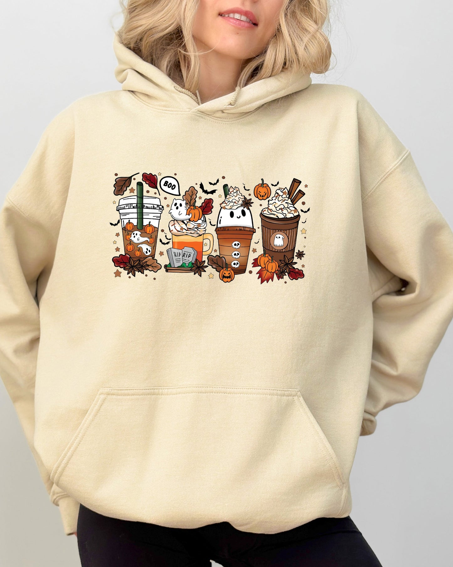 Halloween Coffee Spooky Hoodie Hooded Sweatshirt