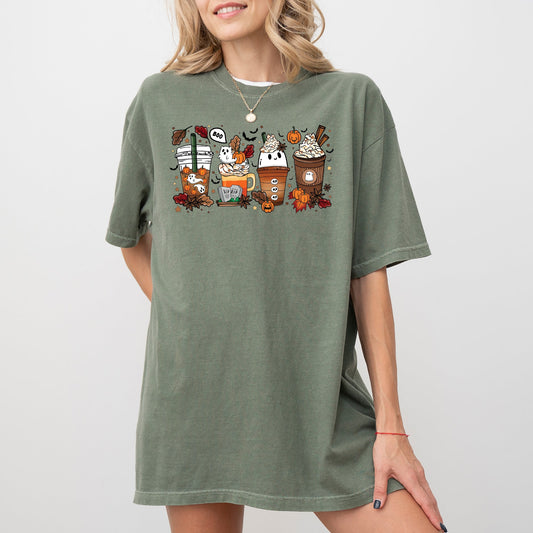 Halloween Coffee Spooky Graphic Comfort Colors T-Shirt