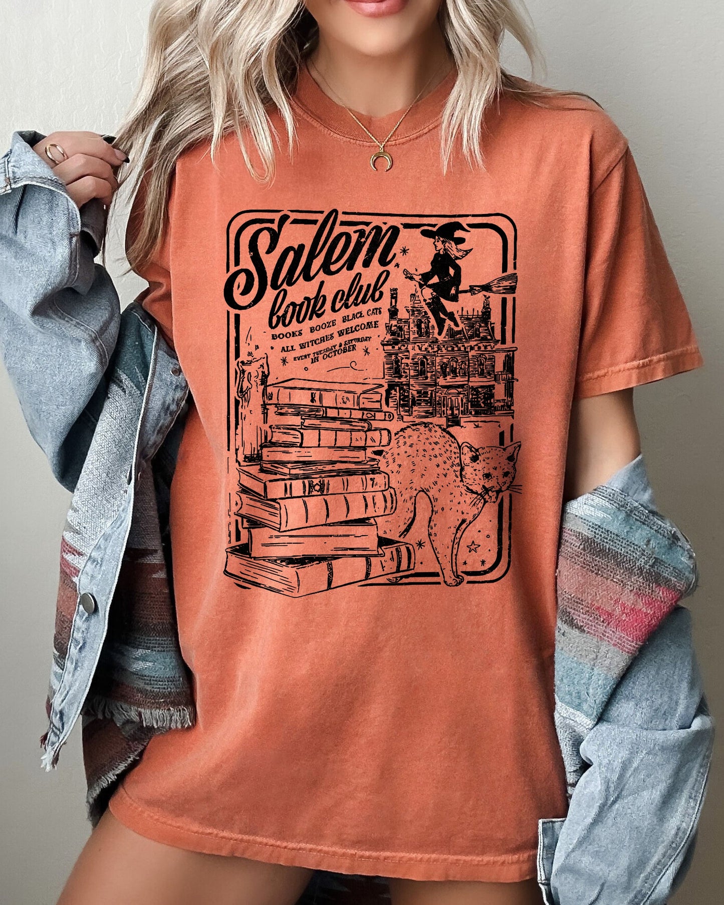 Salem Book Club, Spooky, Skeleton, Ghost, Witch, Skull, Aesthetic, Meme, Halloween, Costume, Tshirt Comfort Colors T-Shirt