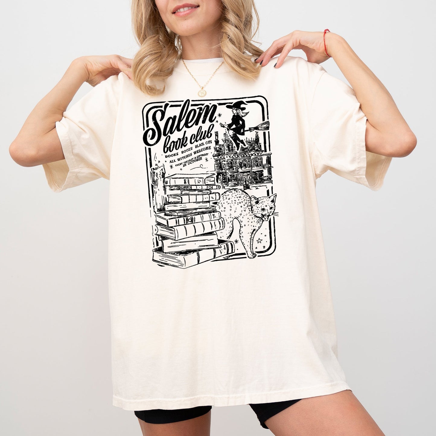 Salem Book Club, Spooky, Skeleton, Ghost, Witch, Skull, Aesthetic, Meme, Halloween, Costume, Tshirt Comfort Colors T-Shirt