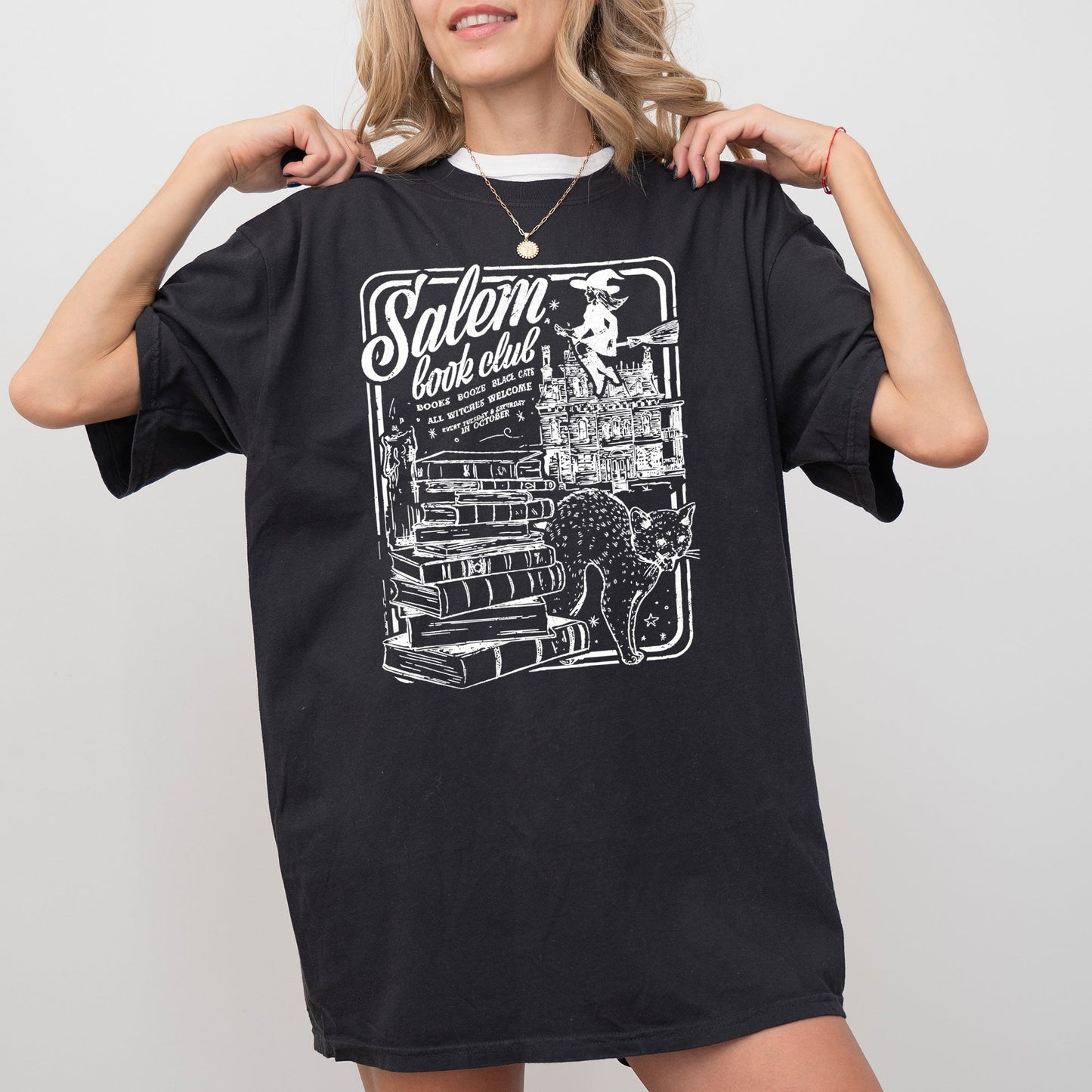 Salem Book Club, Spooky, Skeleton, Ghost, Witch, Skull, Aesthetic, Meme, Halloween, Costume, Tshirt Comfort Colors T-Shirt