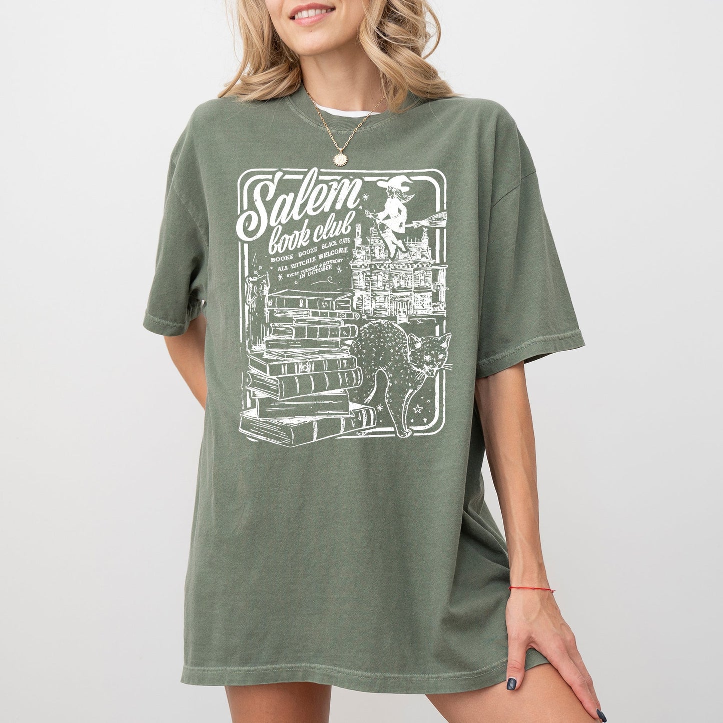 Salem Book Club, Spooky, Skeleton, Ghost, Witch, Skull, Aesthetic, Meme, Halloween, Costume, Tshirt Comfort Colors T-Shirt