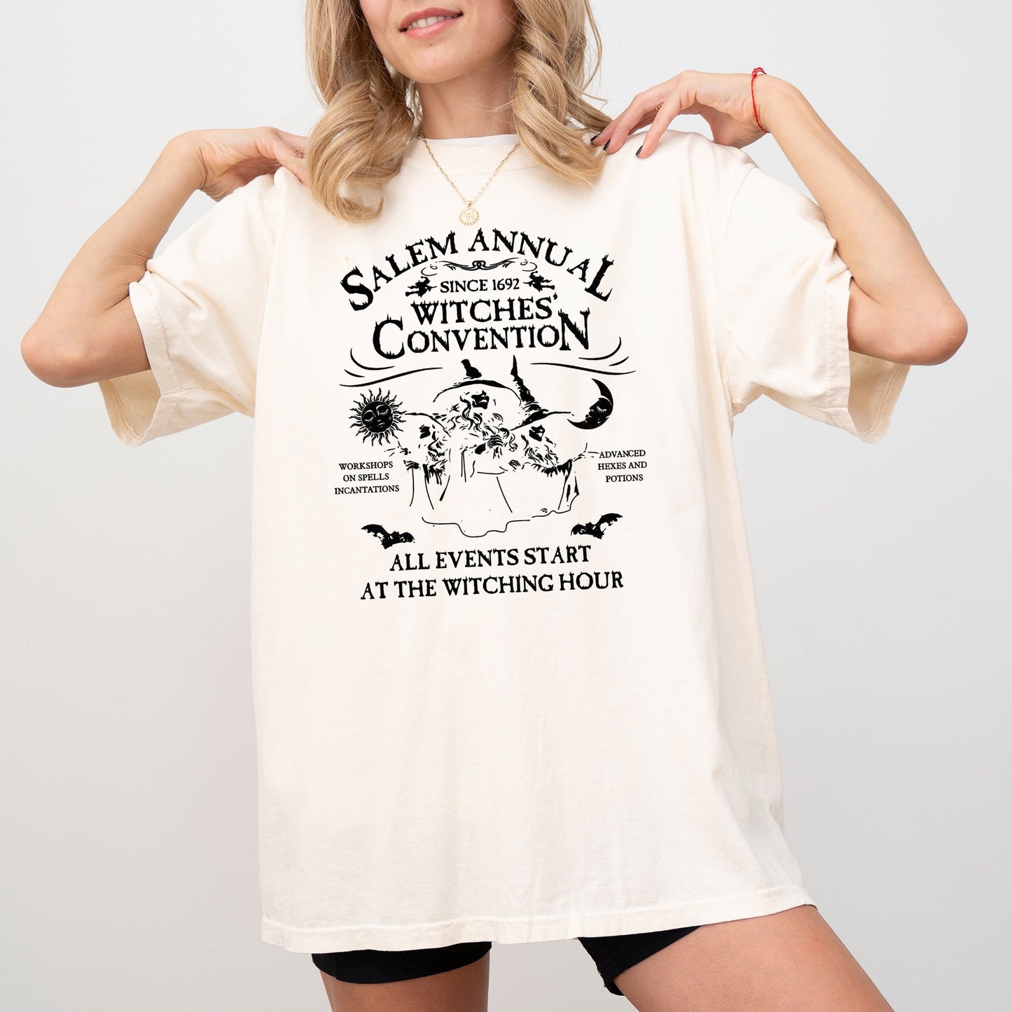 Salem Annual Witches Convention, Spooky, Skeleton, Ghost, Witch, Skull, Aesthetic, Meme, Halloween, Costume, Tshirt Comfort Colors T-Shirt