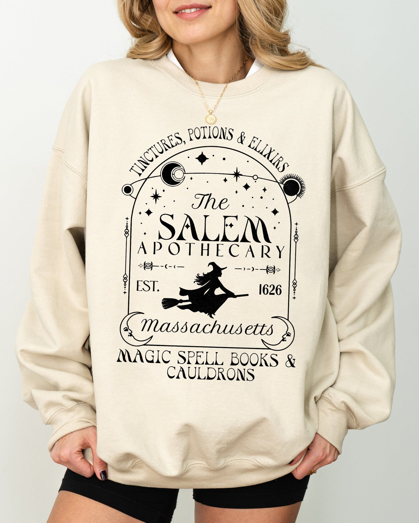 The Salem Apothecary, Spooky, Skeleton, Ghost, Witch, Skull, Aesthetic, Meme, Halloween, Costume Sweatshirt