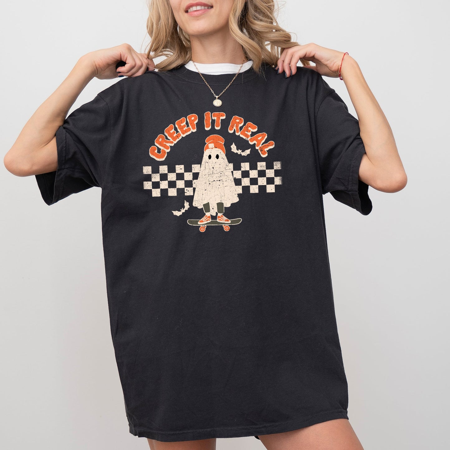 Ghost Retro Spooky Skeleton Halloween Costume Tshirt Comfort Colors T-Shirt