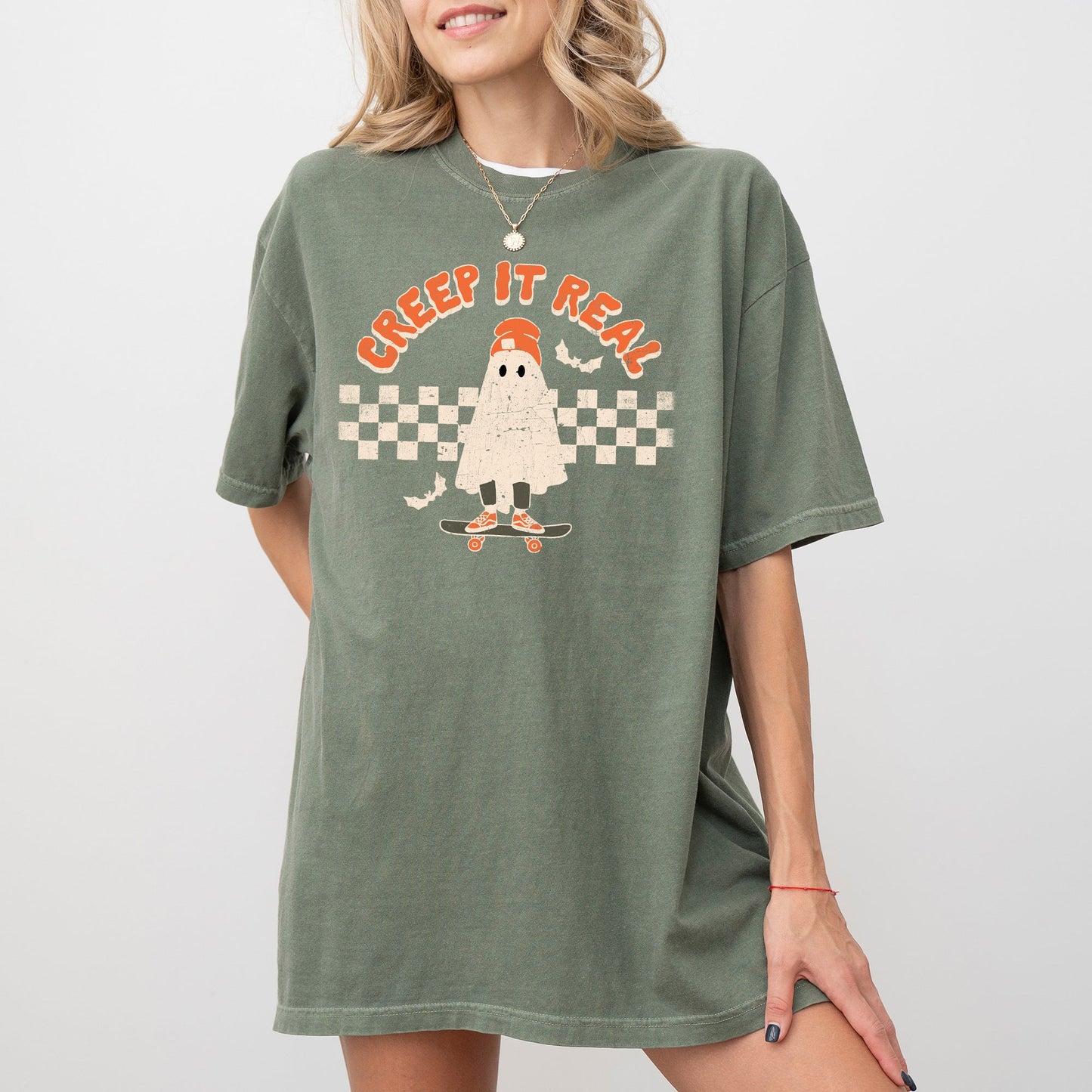 Ghost Retro Spooky Skeleton Halloween Costume Tshirt Comfort Colors T-Shirt