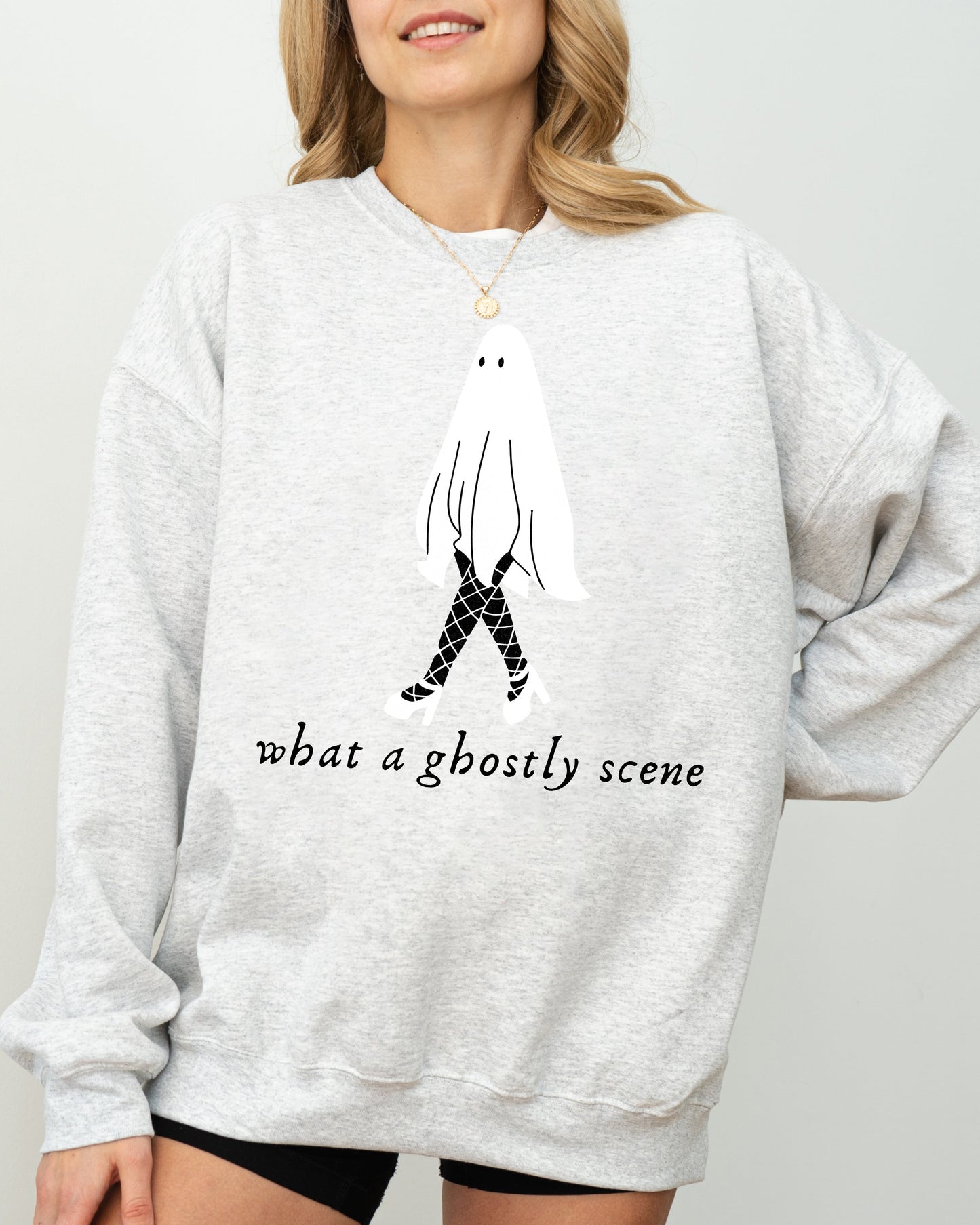 Spooky Halloween Costume Sweatshirt What A Ghostly Scene