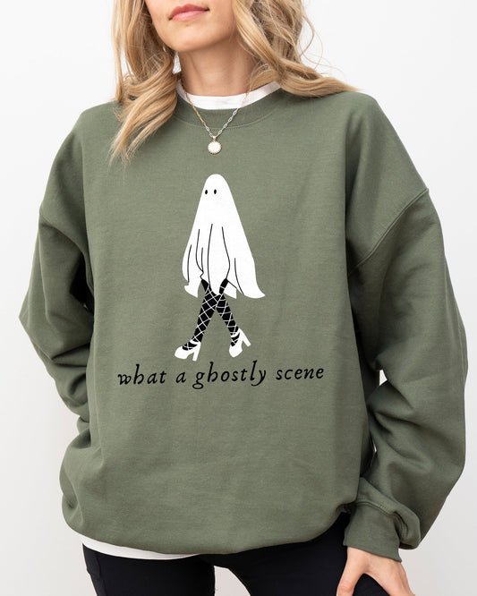 Spooky Halloween Costume Sweatshirt What A Ghostly Scene
