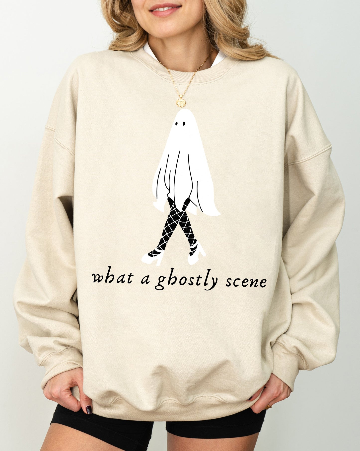 Spooky Halloween Costume Sweatshirt What A Ghostly Scene