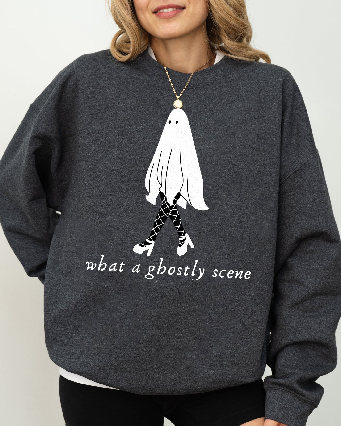 Spooky Halloween Costume Sweatshirt What A Ghostly Scene