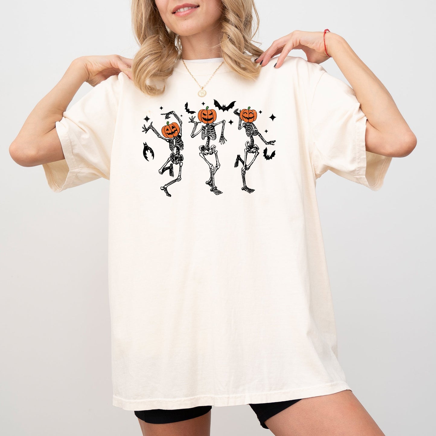Pumpkin Head Dancing Skeletons, Spooky, Ghost, Witch, Skull, Aesthetic, Meme, Halloween, Costume, Tshirt Comfort Colors T-Shirt