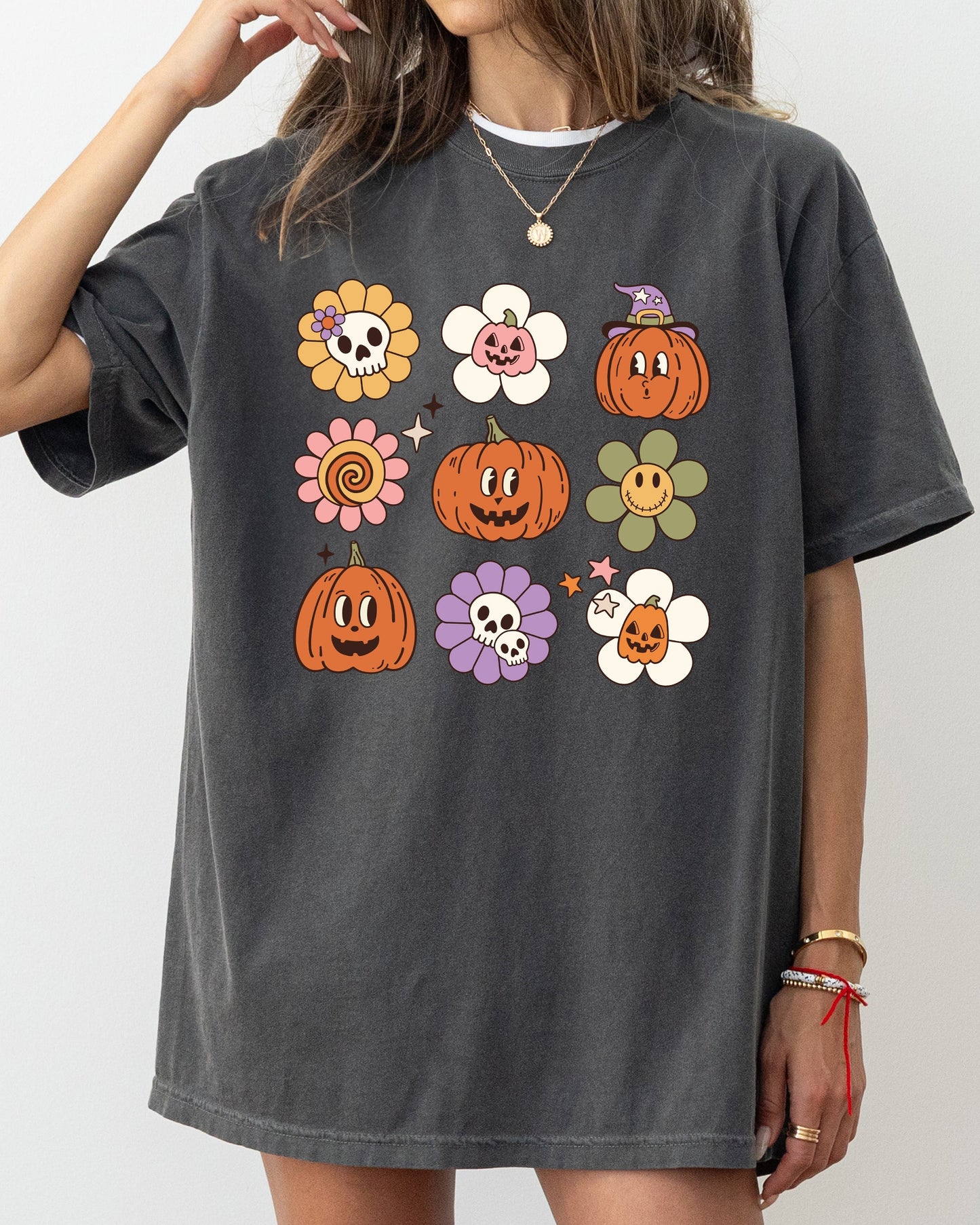 Retro Pumpkins, Fall, Skeleton, Witch, Skull, Spooky, Aesthetic, Meme, Halloween, Costume, Tshirt Comfort Colors T-Shirt