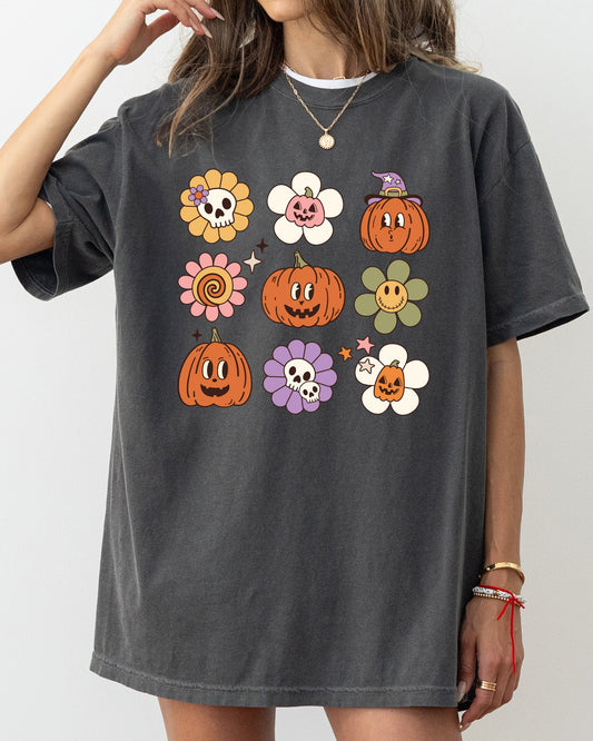 Retro Pumpkins, Fall, Skeleton, Witch, Skull, Spooky, Aesthetic, Meme, Halloween, Costume, Tshirt Comfort Colors T-Shirt