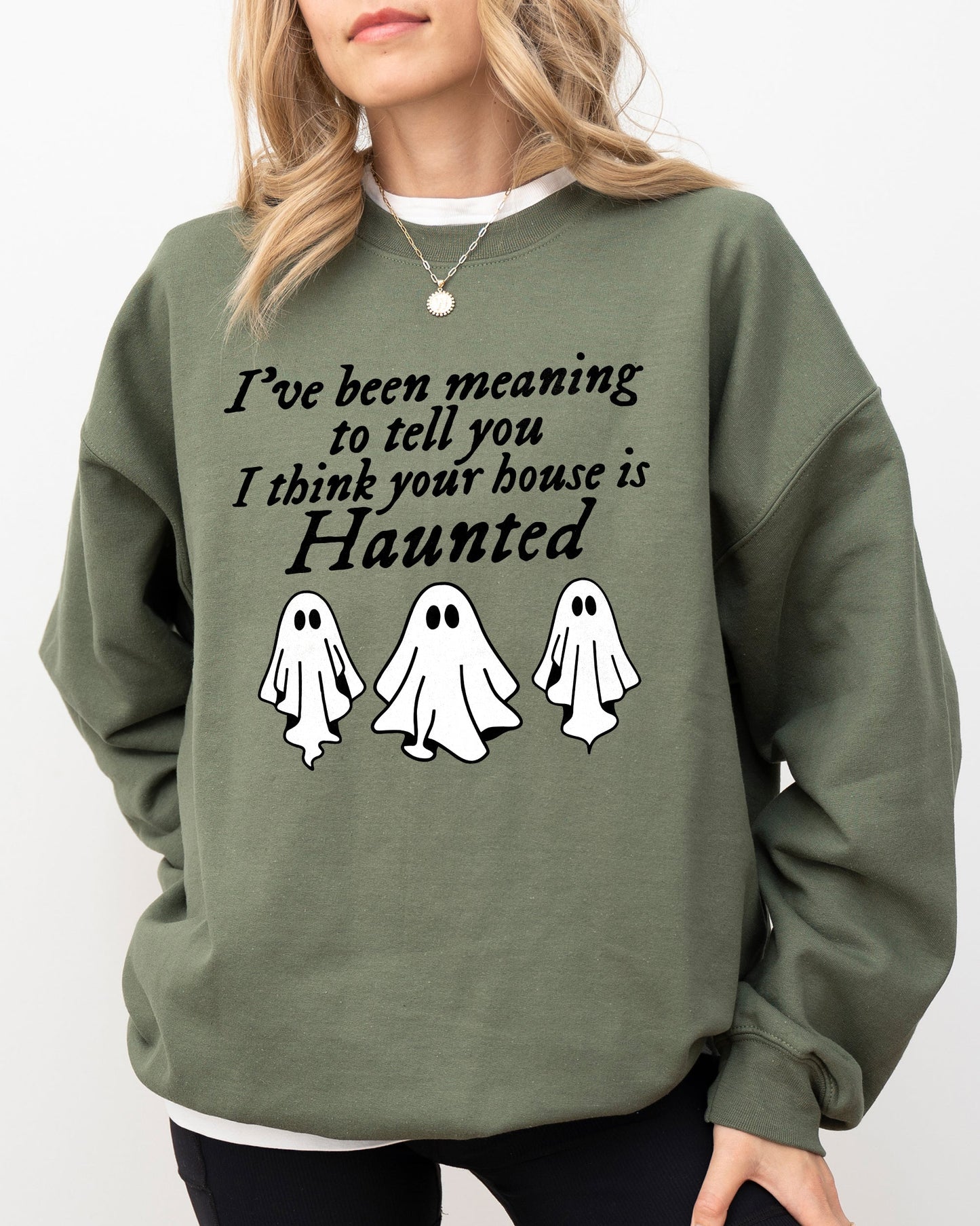 Mini Ghosts, Haunted House, Skeleton, Witch, Skull, Spooky, Aesthetic, Meme, Halloween, Costume Sweatshirt