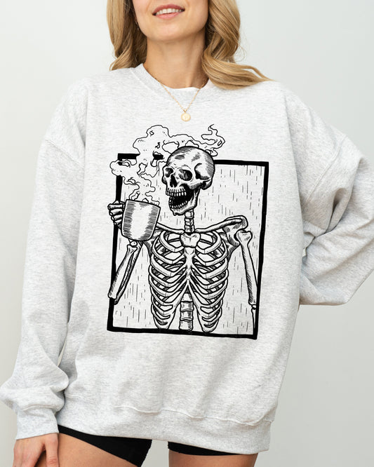Coffee Skeleton Witch Ghost Skull Spooky Aesthetic Halloween Costume Sweatshirt