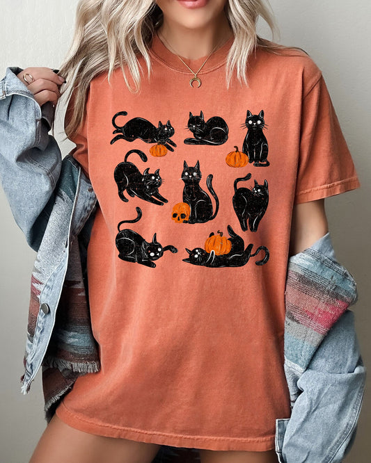 Mini Cats and Pumpkins, Skeleton, Witch, Ghost, Skull, Spooky, Aesthetic, Meme, Halloween, Costume, Tshirt Comfort Colors T-Shirt