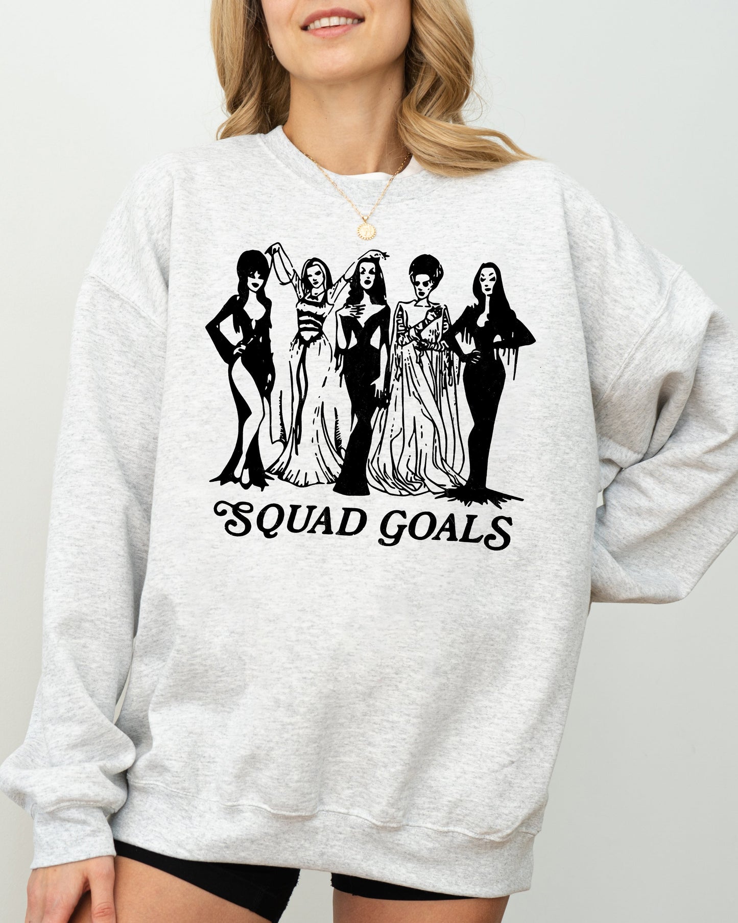 Squad Goals, Skeleton, Ghost, Witch, Skull, Spooky, Aesthetic, Meme, Halloween, Costume Sweatshirt