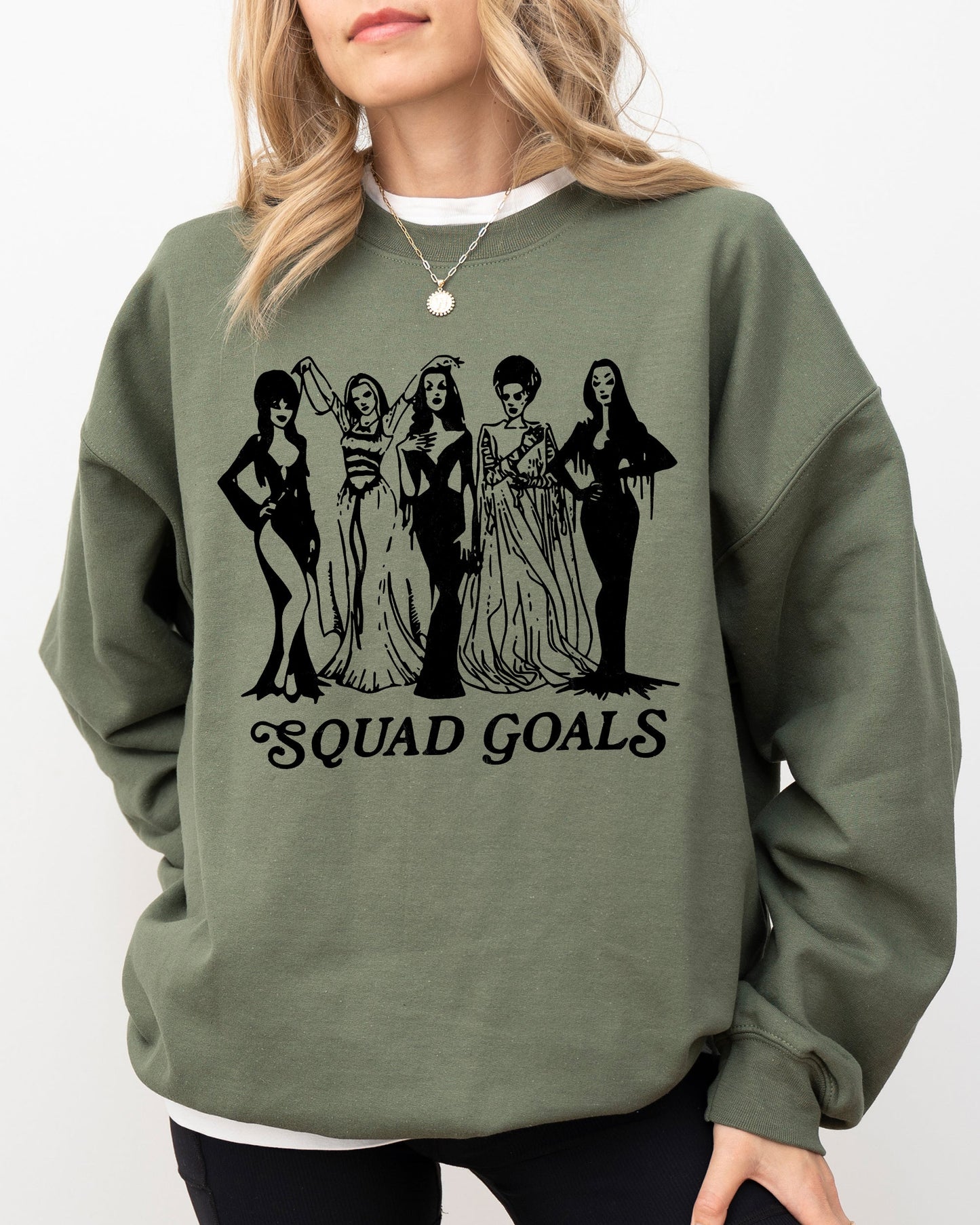 Squad Goals, Skeleton, Ghost, Witch, Skull, Spooky, Aesthetic, Meme, Halloween, Costume Sweatshirt
